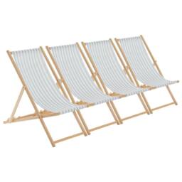 Harbour Housewares Folding Wooden Deck Chairs - Pack of 4 in Grey - thumbnail 1