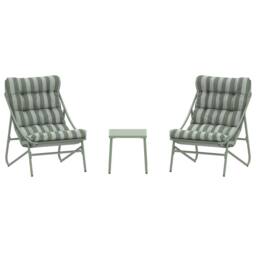 Charles Bentley Porto Green Stripe 2 Seater Bistro Set - thumbnail 5