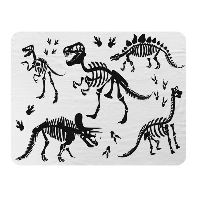 Benjamin Tate Design Stylish Dinosaur Silhouettes Designer Blanket in Natural - Size: 120 cm x 150 cm - image 1