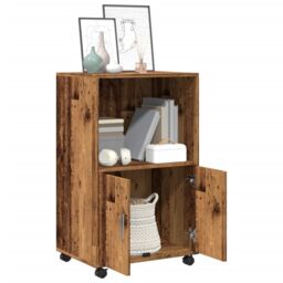 Berkfield Home Rolling¬†Cabinet Old Wood 55x40x91 cm Engineered Wood in Brown - Size: 55 x 40 x 91 cm - thumbnail 3