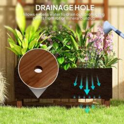 OUTSUNNY Wooden Garden Planters with Trellis for Vine Climbing Plants Brown - thumbnail 5
