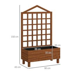 OUTSUNNY Wooden Garden Planters with Trellis for Vine Climbing Plants Brown - thumbnail 3