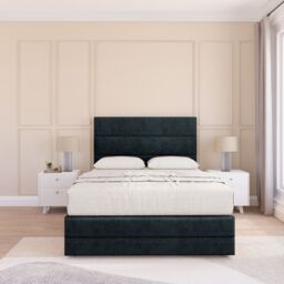 "Sloomy Monaco Bed Base 2 Drawers 12"" Footboard & 54"" Floor Standing Headboard in Black - Size: Small Double" - thumbnail 2