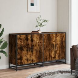Berkfield Home Sideboard Smoked Oak 134x35x76 cm Engineered Wood in Brown - Size: 134 x 35 x 76 cm - thumbnail 3