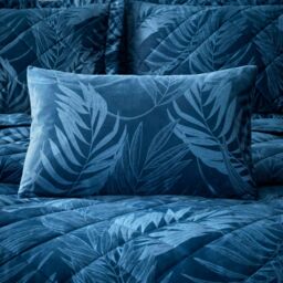 Portfolio Home Woburn Botanical Leaf Filled Boudoir Cushion Pillow 32 x 50cm in Blue - Size: 50 cm x 30 cm - thumbnail 2
