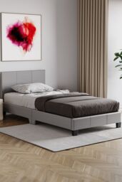 Home Discount Vida Designs Lisbon Single Faux Leather Bed Frame UKFR Fabric Storage in Grey