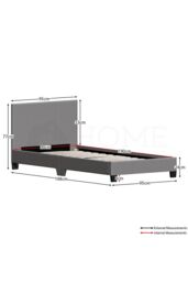 Home Discount Vida Designs Lisbon Single Faux Leather Bed Frame UKFR Fabric Storage in Grey - thumbnail 2
