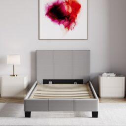 Home Discount Vida Designs Lisbon Single Faux Leather Bed Frame UKFR Fabric Storage in Grey - thumbnail 7