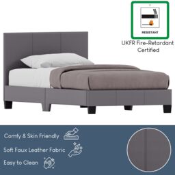 Home Discount Vida Designs Lisbon Single Faux Leather Bed Frame UKFR Fabric Storage in Grey - thumbnail 5