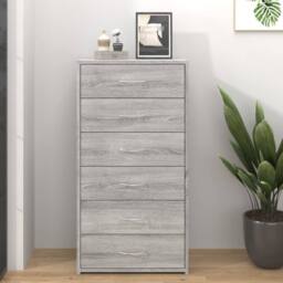 Berkfield Home Sideboard with 6 Drawers Grey Sonoma 50x34x96 cm Engineered Wood - Size: 50 x 34 x 96 cm - thumbnail 2