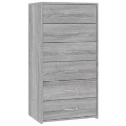 Berkfield Home Sideboard with 6 Drawers Grey Sonoma 50x34x96 cm Engineered Wood - Size: 50 x 34 x 96 cm - thumbnail 1