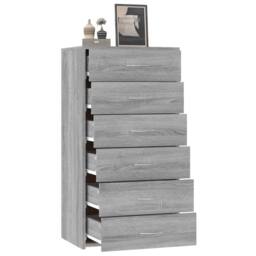 Berkfield Home Sideboard with 6 Drawers Grey Sonoma 50x34x96 cm Engineered Wood - Size: 50 x 34 x 96 cm - thumbnail 4