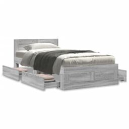 Berkfield Home Bed Frame with Headboard without Mattress Concrete Grey 75x190 cm Small Single - thumbnail 4