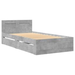 Berkfield Home Bed Frame with Headboard without Mattress Concrete Grey 75x190 cm Small Single - thumbnail 3