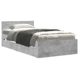 Berkfield Home Bed Frame with Headboard without Mattress Concrete Grey 75x190 cm Small Single - thumbnail 2