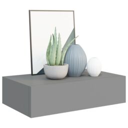 Berkfield Home Wall-mounted Drawer Shelves 2 pcs Grey 40x23.5x10cm MDF - Size: 40x23.5x10 cm - thumbnail 3