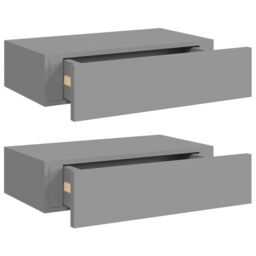 Berkfield Home Wall-mounted Drawer Shelves 2 pcs Grey 40x23.5x10cm MDF - Size: 40x23.5x10 cm - thumbnail 2