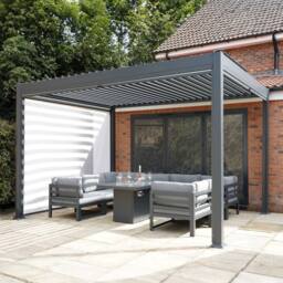 Monstershop Anthracite Aluminium Pergola With White Blinds & LED Lights - 3m x 3m in Grey - thumbnail 5