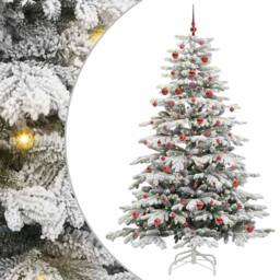 Berkfield Home Artificial Hinged Christmas Tree White 210 cm PE & PVC