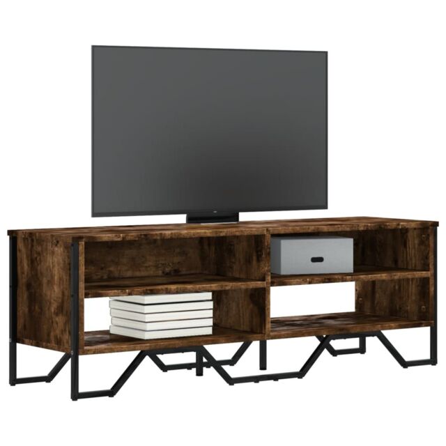 Berkfield Home TV Cabinet Smoked Oak 122x34x41 cm Engineered Wood in Brown - Size: 122 x 34 x 41 cm - image 1