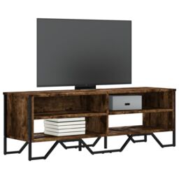 Berkfield Home TV Cabinet Smoked Oak 122x34x41 cm Engineered Wood in Brown - Size: 122 x 34 x 41 cm - thumbnail 1