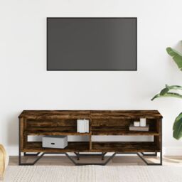 Berkfield Home TV Cabinet Smoked Oak 122x34x41 cm Engineered Wood in Brown - Size: 122 x 34 x 41 cm - thumbnail 3