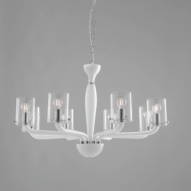 Netlighting AURORA 8 Light Chandeliers with Shades White 79.2x48cm - Size: 79.2x48 cm