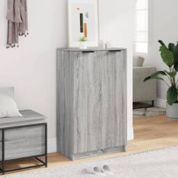 Berkfield Home Shoe Cabinet Grey Sonoma 59x35x100 cm Engineered Wood - Size: 59 x 35 x 100 cm - thumbnail 3