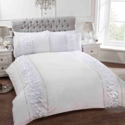 Rapport Home Provence Embroidered Polycotton Duvet Cover Set With Pillowcase in White - Size: Single