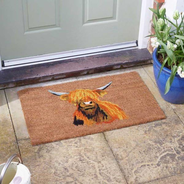 Marco Paul Orange Coir Highland Cow Nonslip Doormat 45x75cm - Size: Medium - image 1