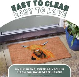 Marco Paul Orange Coir Highland Cow Nonslip Doormat 45x75cm - Size: Medium - thumbnail 6