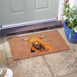 Marco Paul Orange Coir Highland Cow Nonslip Doormat 45x75cm - Size: Medium - thumbnail 1