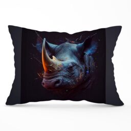 Warren Reed - Designer Rhino Face Splashart Cushions in Grey - Size: 45 cm x 45 cm - thumbnail 1
