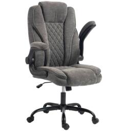 HOMCOM Office Chair, Computer Desk Chair with Flip-up Armrest, Dark Grey