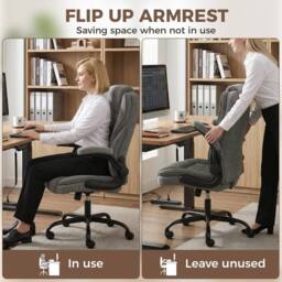 HOMCOM Office Chair, Computer Desk Chair with Flip-up Armrest, Dark Grey - thumbnail 6