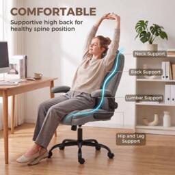 HOMCOM Office Chair, Computer Desk Chair with Flip-up Armrest, Dark Grey - thumbnail 5