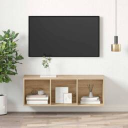 Berkfield Home Wall-mounted TV Cabinet Sonoma Oak 37x37x107 cm Engineered Wood in Light Brown - Size: 37 x 37 x 107 cm - thumbnail 2
