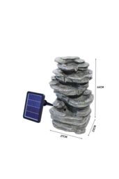 Living and Home Outdoor Solar Water Feature 18in 5-Tier LED Lights Waterfall Fountain Rockery Garden Decor for Garden, Yard in Natural - thumbnail 4