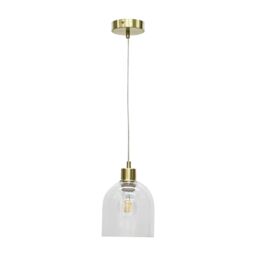 First Choice Lighting Belten - Clear Glass Cloche with Satin Brass Pendant Fitting - thumbnail 1
