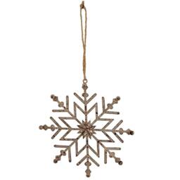 Lemon Pavilion Furniture and Decor Rustic Hanging Ice Snowflake Bauble Decoration - L1xW13xH13 cm - White