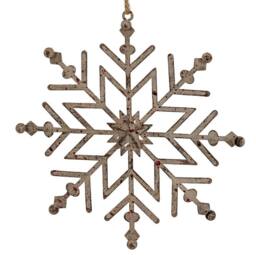 Lemon Pavilion Furniture and Decor Rustic Hanging Ice Snowflake Bauble Decoration - L1xW13xH13 cm - White - thumbnail 2