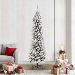Berkfield Home Stunning Artificial Christmas Tree with 300 LEDs Green & white - thumbnail 2