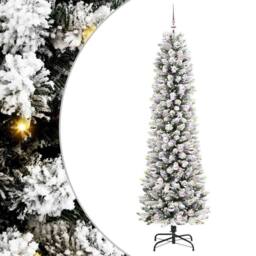 Berkfield Home Stunning Artificial Christmas Tree with 300 LEDs Green & white - thumbnail 3