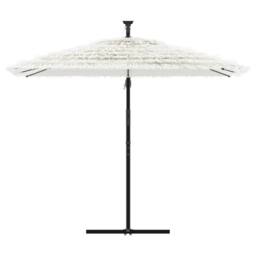 Berkfield Home Garden Parasol with Steel Pole White 269x269x235 cm - Size: 269 x 269 x 235 cm - thumbnail 3