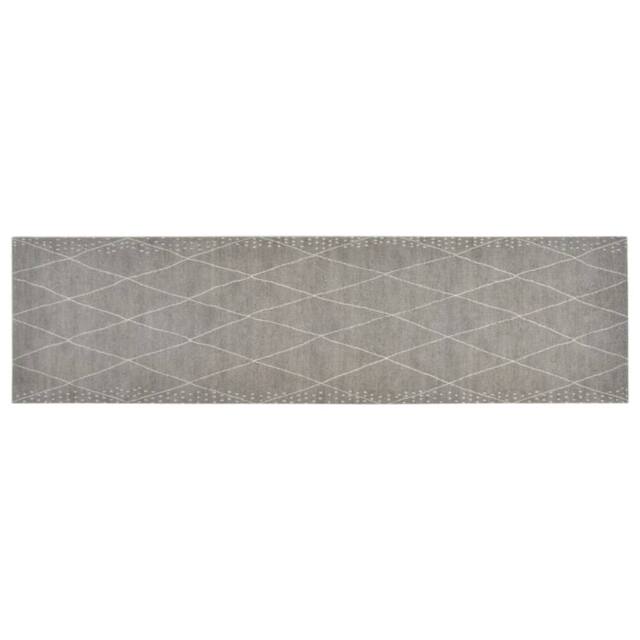 Berkfield Home Kitchen Rug Washable Rhombus 45x150 cm Velvet in Grey - image 1