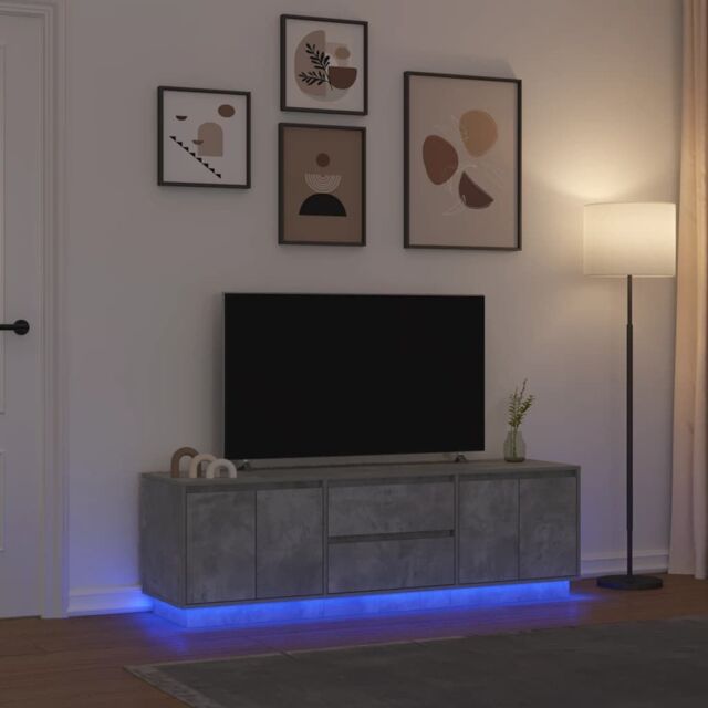 Berkfield Home TV Cabinet with LED Lights Concrete Grey 160.5x41x50 cm - image 1