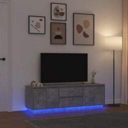 Berkfield Home TV Cabinet with LED Lights Concrete Grey 160.5x41x50 cm - thumbnail 1