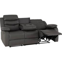 Seconique Roma 3 Seater Recliner Sofa - Grey Faux Leather - thumbnail 3