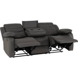 Seconique Roma 3 Seater Recliner Sofa - Grey Faux Leather - thumbnail 2