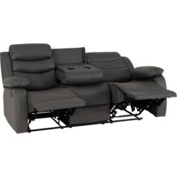 Seconique Roma 3 Seater Recliner Sofa - Grey Faux Leather - thumbnail 5